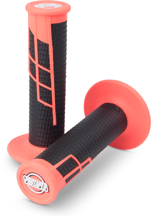 Poignées motocross Clamp-On Protaper 1/2 Waffle fluo rouge/noir – Réf. 21660