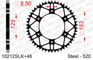 Couronne acier pas 520 – 46 dents – AFAM 10212SLK+46