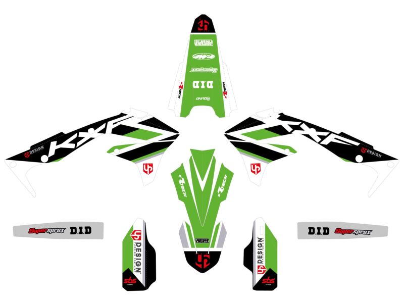 Kit déco Kawasaki KX450 F 2016 2017 2018 – UP Design ROUND Vert – Moto tout-terrain