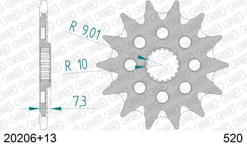 Pignon de transmission – Honda CR125R 1987-2003 / HM CRE125 2003 – AFAM #520 SC 20206+13 – 13 dents