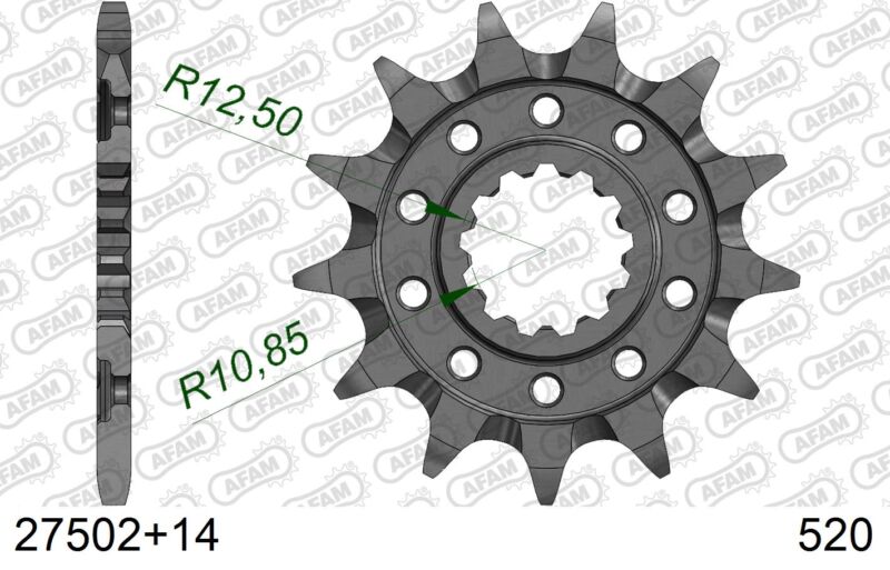 Pignon avant 14 dents – Chaîne pas 520 – AFAM #520 SC 27502+14 – MX / Enduro