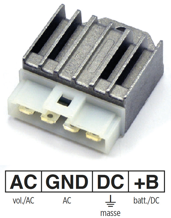 Régulateur de tension 12V 10A CA/CC – Scooter 50cc à 100cc Aprilia Benelli Yamaha 1992-2007 – Ducati Energia AP8212540