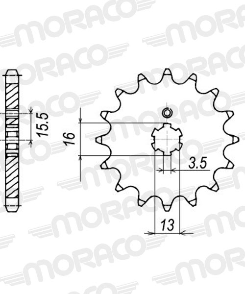 Pignon sortie de boîte Yamaha DT80 MX-S 5T8 1984-1985 – Supersprox PB10213 – Pas 428 – Acier 13 dents