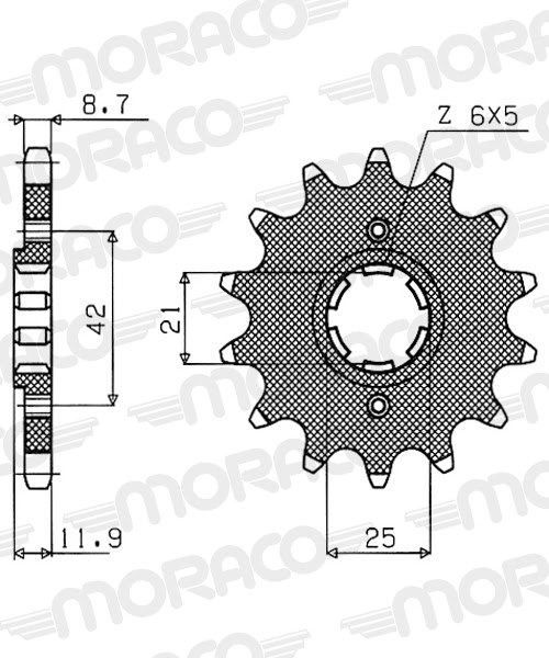 Pignon sortie de boîte Yamaha XJ600 1989–1991 – Supersprox PB50117 – 17 dents – Pas 530 – Acier