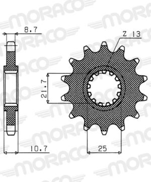Pignon sortie de boîte Yamaha FZR1000 Exup, GTS1000, YZF Thunderace (1989-2001) – Supersprox PB80217 – 17 dents – Pas 532 – Acier