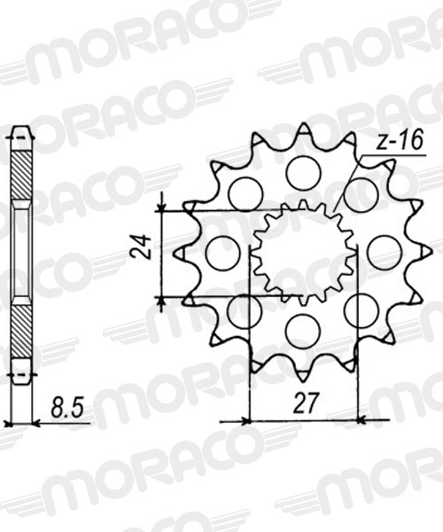 Pignon sortie de boîte – Pas 530 – 16 dents – Supersprox acier PC90016