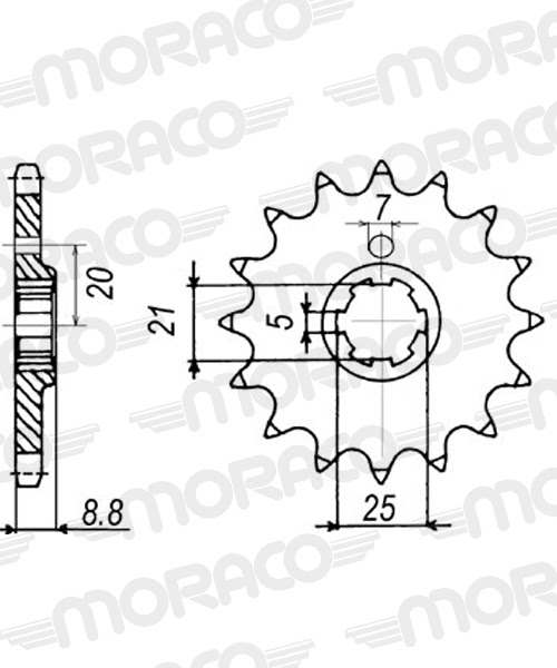 Pignon sortie de boîte | Pas 520 – 13 dents – Acier | Supersprox PE30213