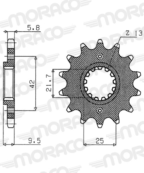 Pignon de sortie boîte 13 dents pas 520 – Supersprox PE50213