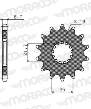 Pignon sortie de boîte Kawasaki Z650 KZ650F / Z750 (1980–1984) – Acier Supersprox PL60013 – 13 dents – Pas 630