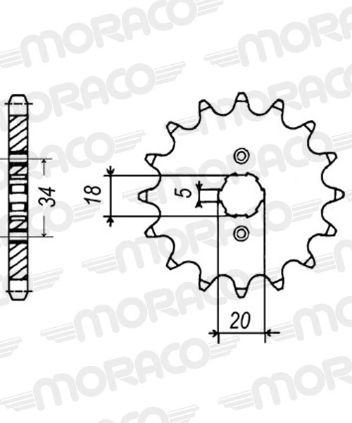 Pignon sortie de boîte Dinli Dino / Helix / T-Rex 50 & 100 (2000-2004) – Supersprox PM30013 – Pas 428 – 13 dents