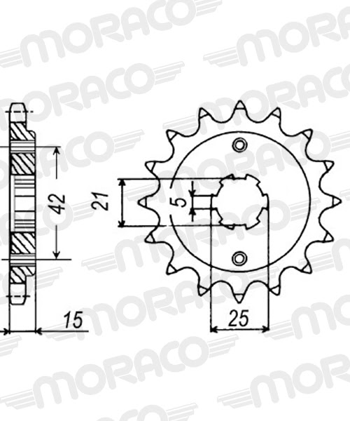 Pignon sortie de boîte Ducati 500/600 Pantah 1980-1985 – Supersprox PN50015 – Acier – 15 dents – Pas 530