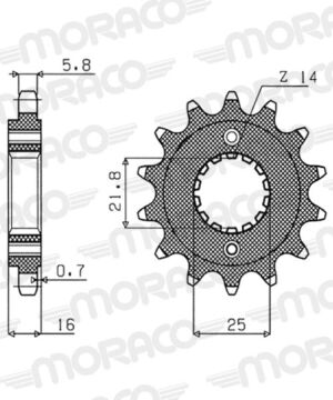 Pignon sortie de boîte Ducati 748 (1995–2007) – Supersprox PN61014 – Pas 520 – 14 dents – Acier