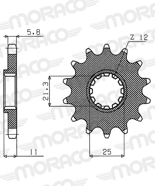 Pignon sortie de boîte Husqvarna TC250 2006 à 2009 – Supersprox PQ50012 – 12 dents – pas 520 – acier