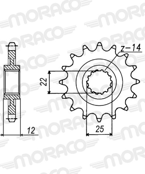 Pignon sortie de boîte Gas Gas EC200 / MC250 2003–2020 – 12 dents Pas 520 – Supersprox PT31312