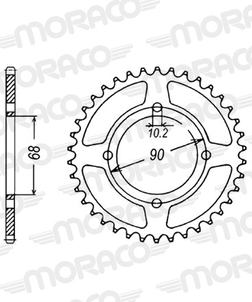 Couronne acier 45 dents Pas 428 Honda MTX80 R2 H 1987 – Supersprox CA10845