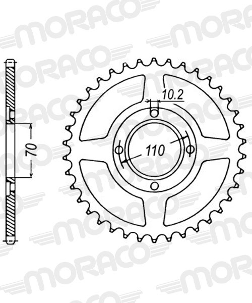 Couronne acier 530 – 35 dents Honda CM400 T (1979–1981) Supersprox CA40235