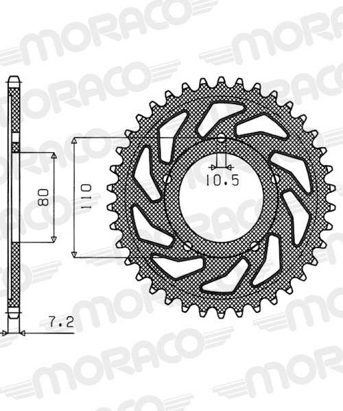 Couronne acier 525 36 dents Honda CB450 / CMX450 / GB500 / XBR500 (1985–1992) – Supersprox CA50436