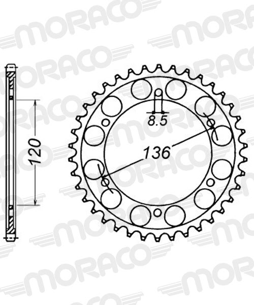 Couronne acier 530 – 45 dents – Supersprox CC50445 – Transmission moto renforcée