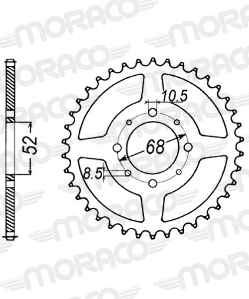 Couronne acier Suzuki GT80 1981-1983 – Supersprox 38 dents Pas 428 CE10138