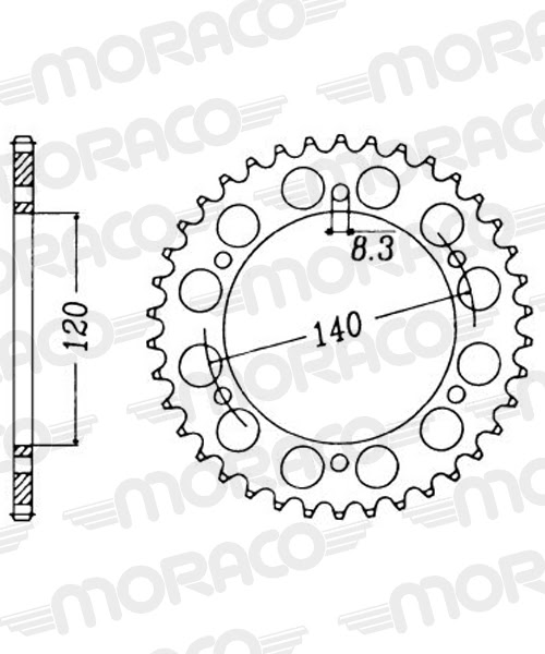 Couronne acier 520 – 40 dents Kawasaki KL250 / KLA250 (1978-1982) – Supersprox CG30240
