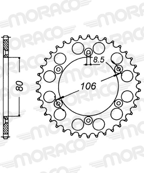 Couronne acier 520 – 49 dents Aprilia RX125 1992 à 2014 / Tuareg 125 – Supersprox CI20449