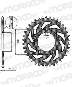 Couronne acier 39 dents 520 Aprilia RS125 1992-1998 Cagiva Cruiser Supersprox CK20339