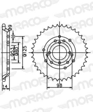 Couronne acier Derbi Senda 50 1997-2003 – Supersprox CK10053 – 53 dents – Pas 420