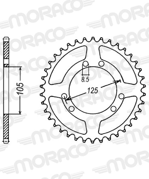 Couronne acier 428 52 dents Supersprox – CX13052 – Compatible moto pas 428