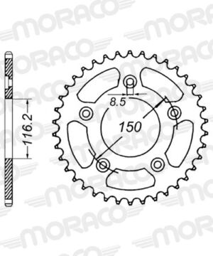 Couronne aluminium 42 dents Pas 520 pour Aprilia RS250 (1994-1995) – Supersprox AJ30642