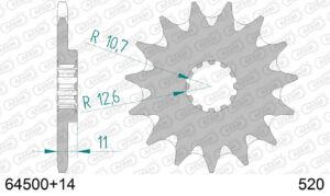 Pignon 14 dents pas 520 pour Husqvarna TE/TC/SM/SMR 1988–2014 – AFAM 520 SC 64500+14