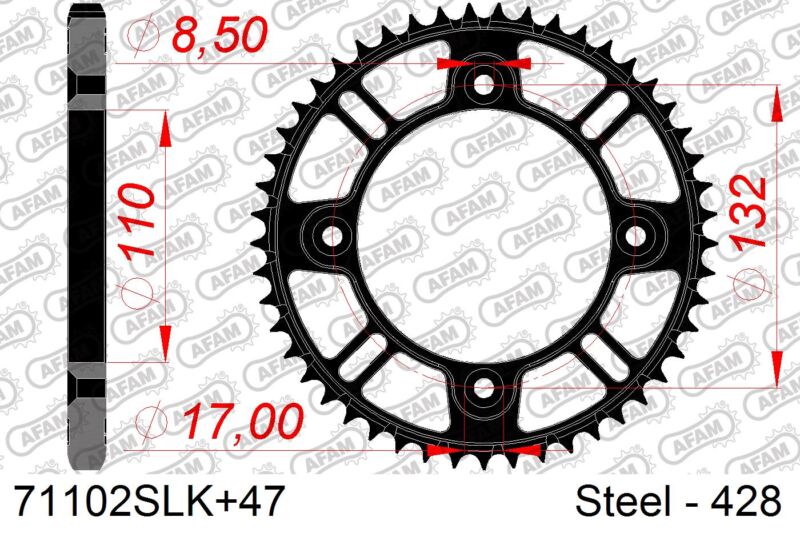 Couronne acier AFAM – 47 dents – Pas 428 – Réf. 71102SLK+47