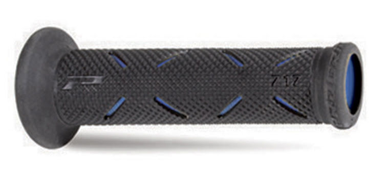 Poignées moto route Ø22/25 mm - Progrip 717 Soft Touch Noir/Bleu