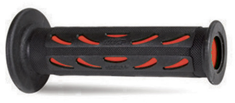Poignées moto route Ø 22-25 mm – Progrip 724 – Double densité – Rouge/Noir