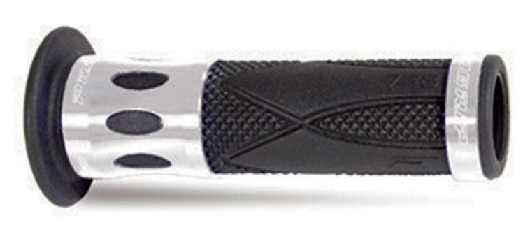 Poignées moto route 728 Ø 22-25 mm – Progrip Noir/Alu – Compatibles multi modèles