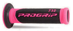 Poignées moto route Ø22-25 mm Progrip 732 Fuchsia/Noir – Soft Touch 125 mm