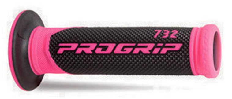 Poignées moto route Ø22-25 mm Progrip 732 Fuchsia/Noir – Soft Touch 125 mm