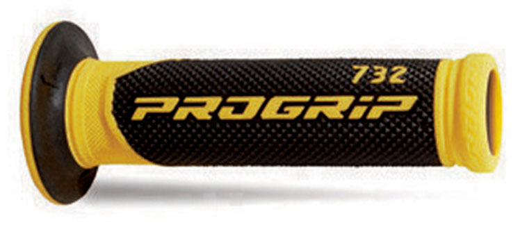 Poignées moto route 22/25 mm – Progrip 732 Jaune/Noir – Soft Touch