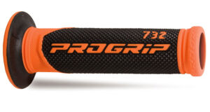Poignées moto route Ø22-25mm – Progrip 732 Orange/Noir – Caoutchouc Soft Touch