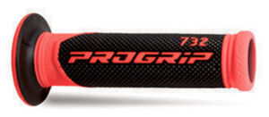 Poignées moto Ø22/25 mm Progrip 732 Rouge/Noir – Route, extrémités ouvertes