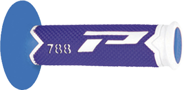 Poignées Moto OffRoad Ø22/25 mm Progrip 788 Blanc/Bleu/Bleu Clair – Bout fermé