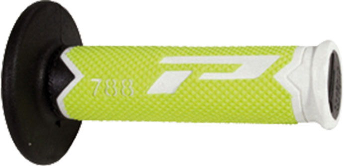 Poignées moto Progrip 788 blanc/jaune fluo/noir guidon 22/25 mm – Triple densité