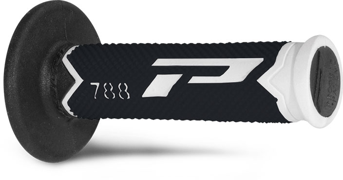 Poignées moto Progrip 788 Blanc/Noir/Titanium – Guidon 22/25 mm – Triple densité
