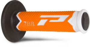 Poignées moto Progrip 788 – Ø22/25 mm – Blanc / Orange Fluo / Noir – Grip triple densité