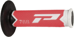 Poignées moto 22/25 mm – Progrip 788 Blanc/Rouge Fluo/Noir