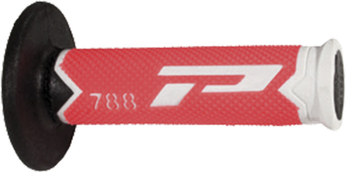 Poignées moto 22/25 mm – Progrip 788 Blanc/Rouge Fluo/Noir