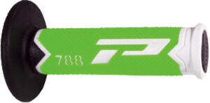 Poignées moto Progrip 788 Blanc Vert Fluo Noir – 22/25 mm – Triple densité