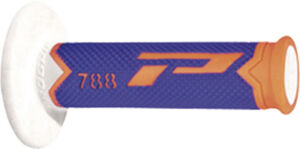 Poignées moto 22/25mm Progrip 788 Orange Fluo/Bleu/Blanc – Confort triple densité