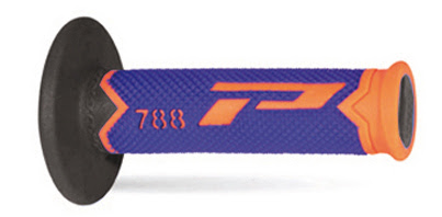 Poignées moto Progrip 788 - Orange Fluo/Bleu/Noir - Guidon 22/25 mm