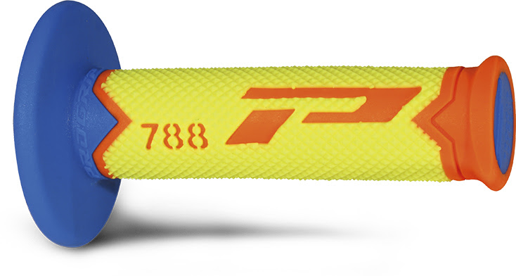 Poignées moto 22/25 mm – Progrip 788 – Orange Fluo / Jaune Fluo / Bleu Clair