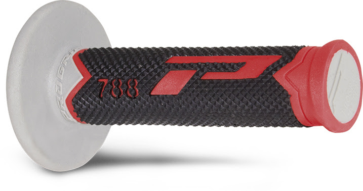 Poignées Progrip 788 Moto Cross Ø22/25 mm – Rouge/Gris/Noir – Longueur 115 mm